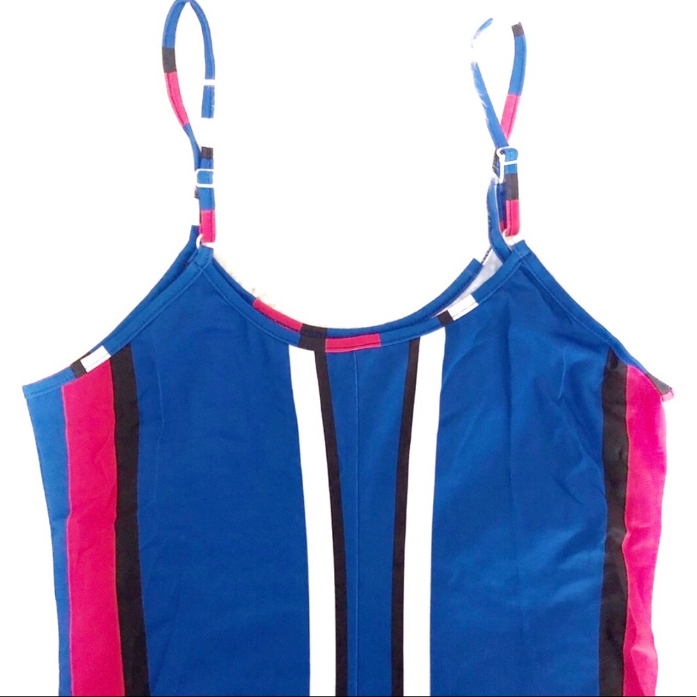 Red Blue White Stretch Sleeveless Loose Maxi Dress - Picture 7 of 7